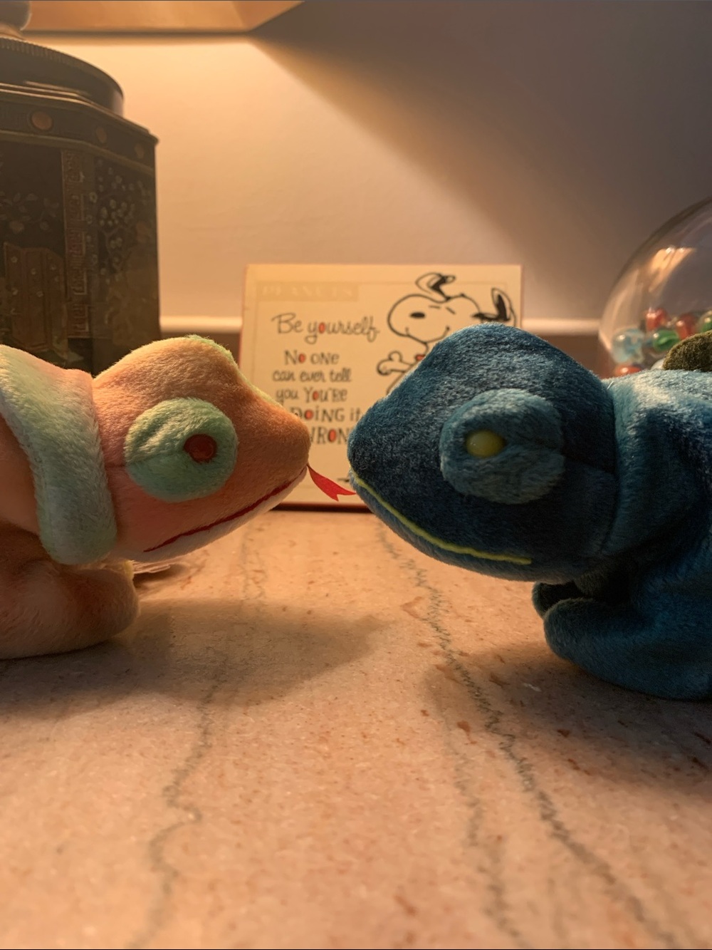 Pair of Ty 1997 Plush Chameleons Rainbow & Iggy Beanie Babies